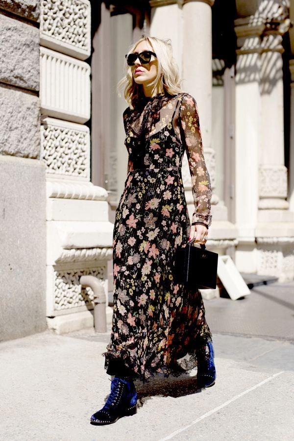 velvet combat boots maxi dress