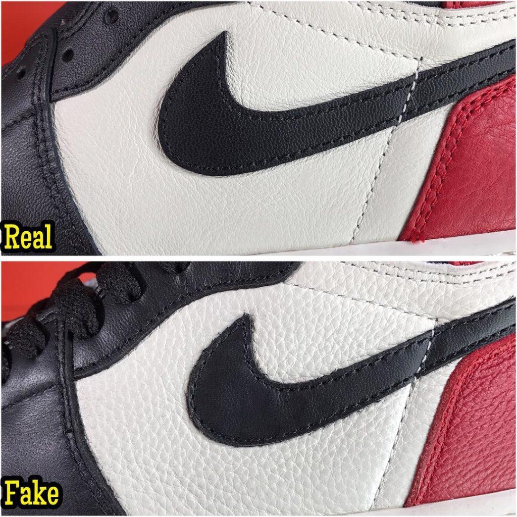aj1 bred toe real fake leather