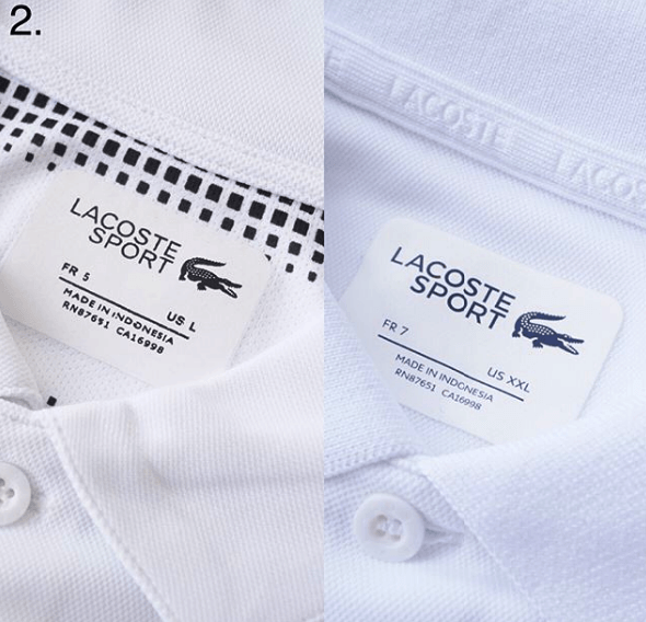 lacoste asli palsu tag size