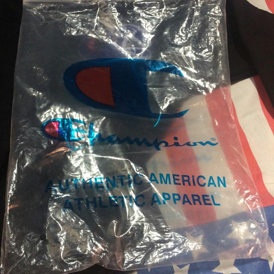 hoodie Champion big script logo plastic bag