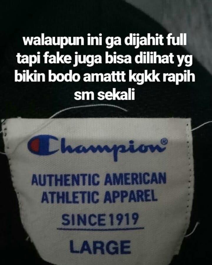 hoodie champion fake jahitan
