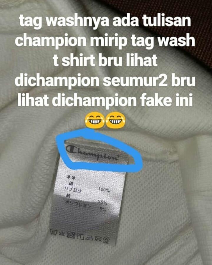 hoodie champion fake wash tag