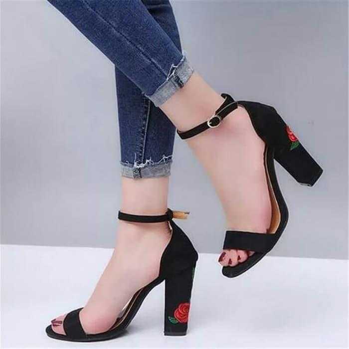ankle strap heels with rose