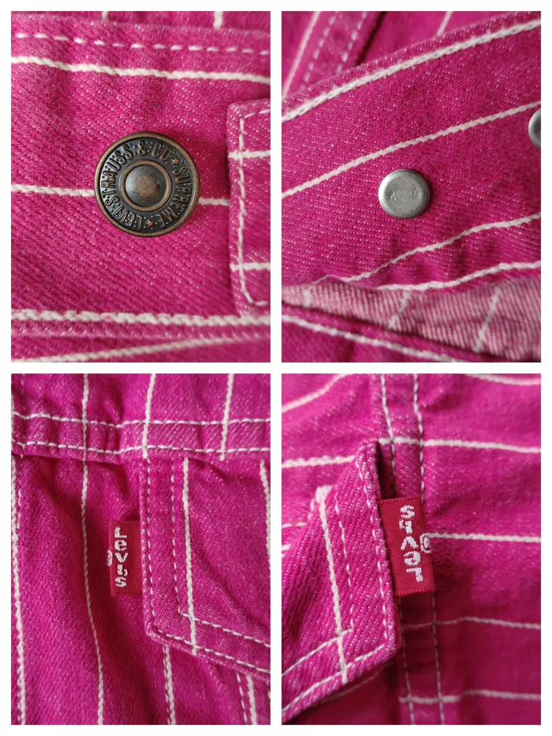 Levi's X Supreme Striped Pink Denim Jacket