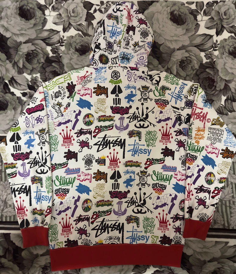 Vintage STUSSY ALL LOGO Zip Hoodie